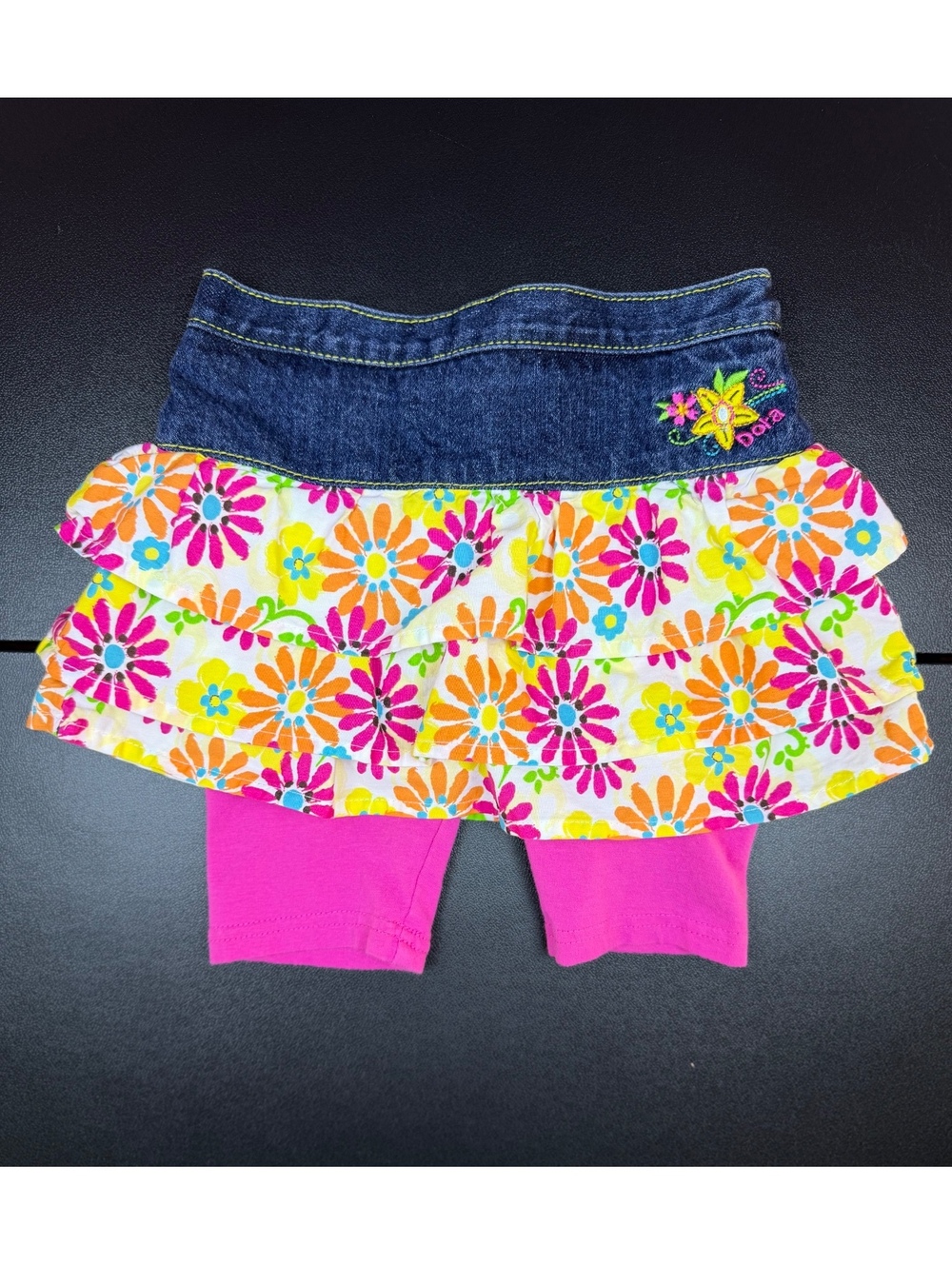 Vintage Y2K Dora the Explorer Skirt Leggings 3T Floral Ruffle Denim Nickelodeon
